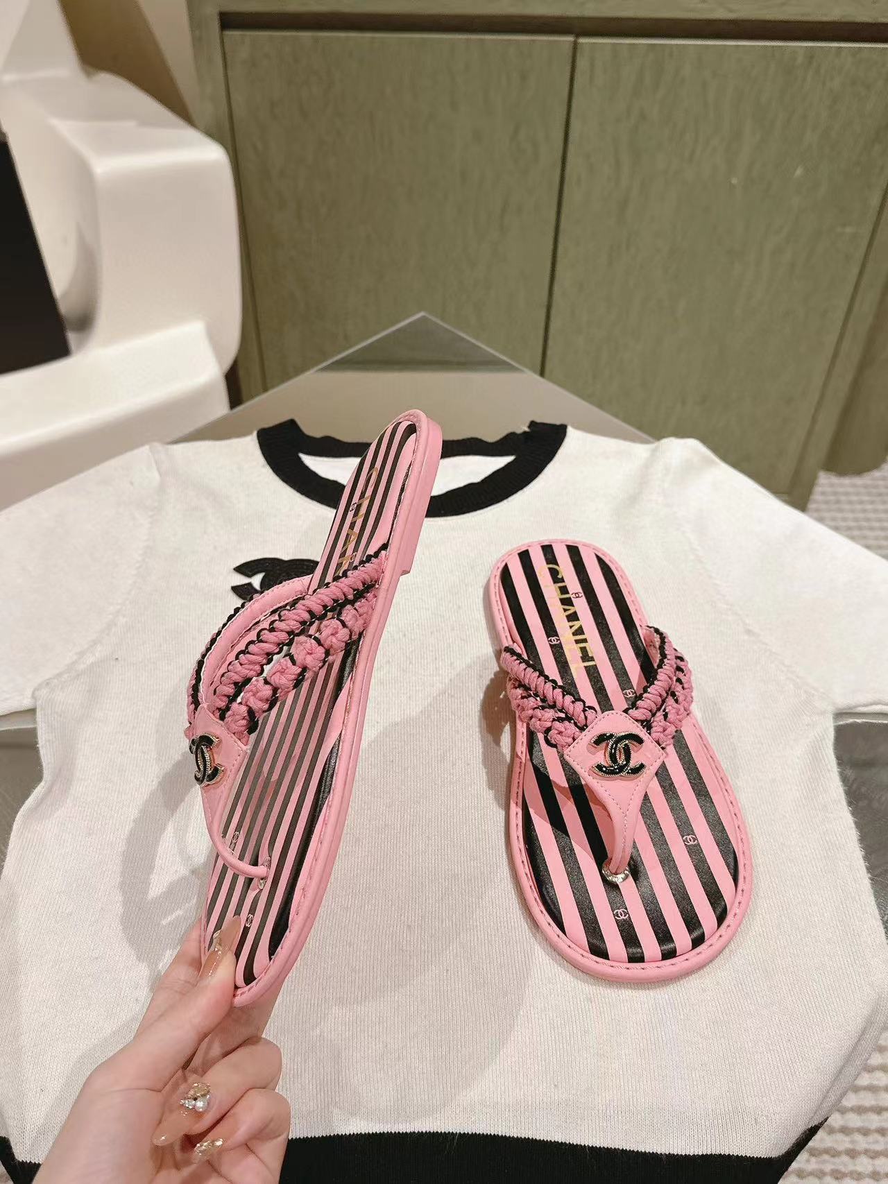 CHANE1 高品質牛革麻縄織りスリッパ【50％割引+送料無料】