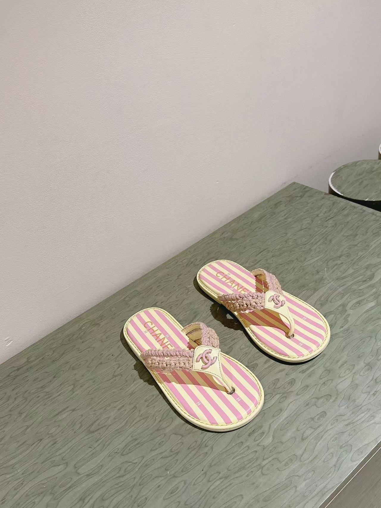 CHANE1 高品質牛革麻縄織りスリッパ【50％割引+送料無料】