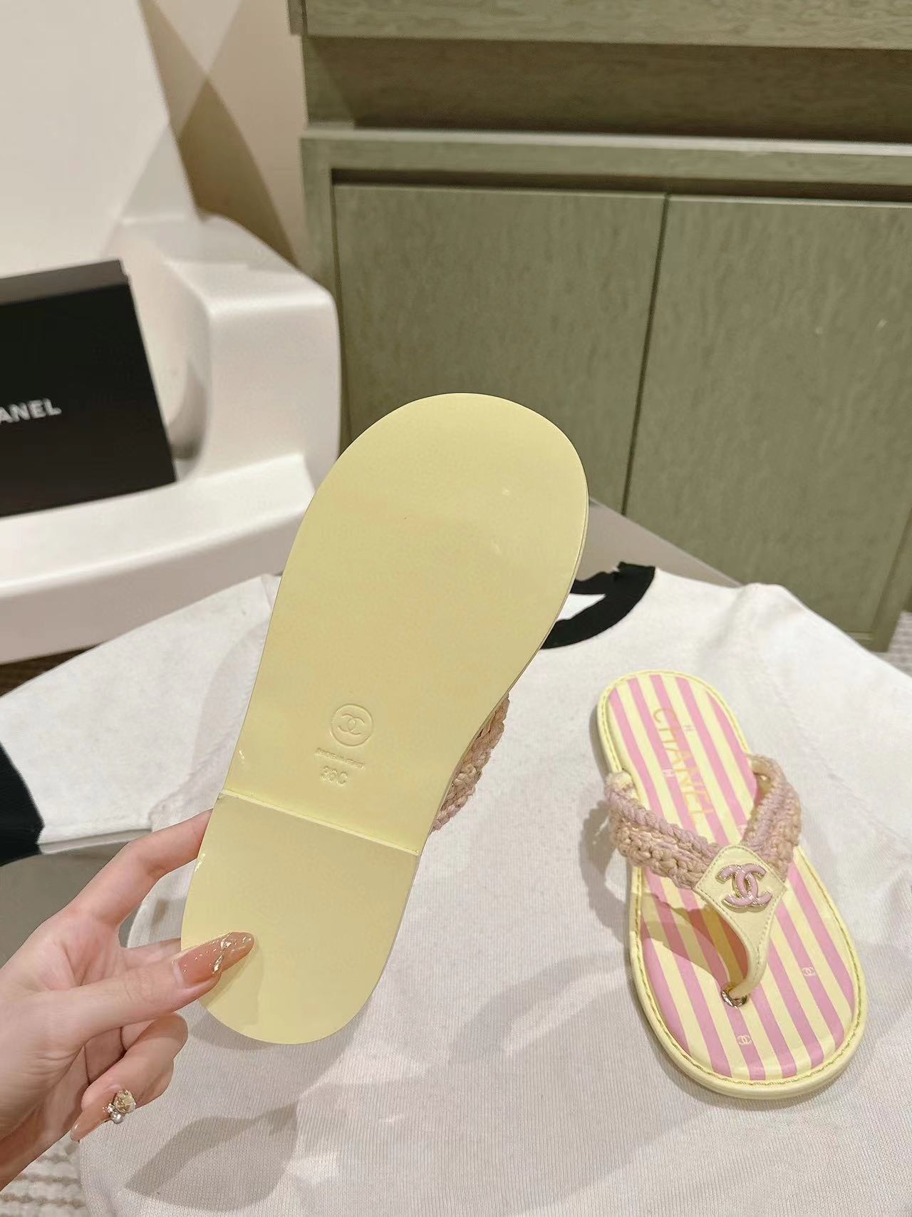 CHANE1 高品質牛革麻縄織りスリッパ【50％割引+送料無料】