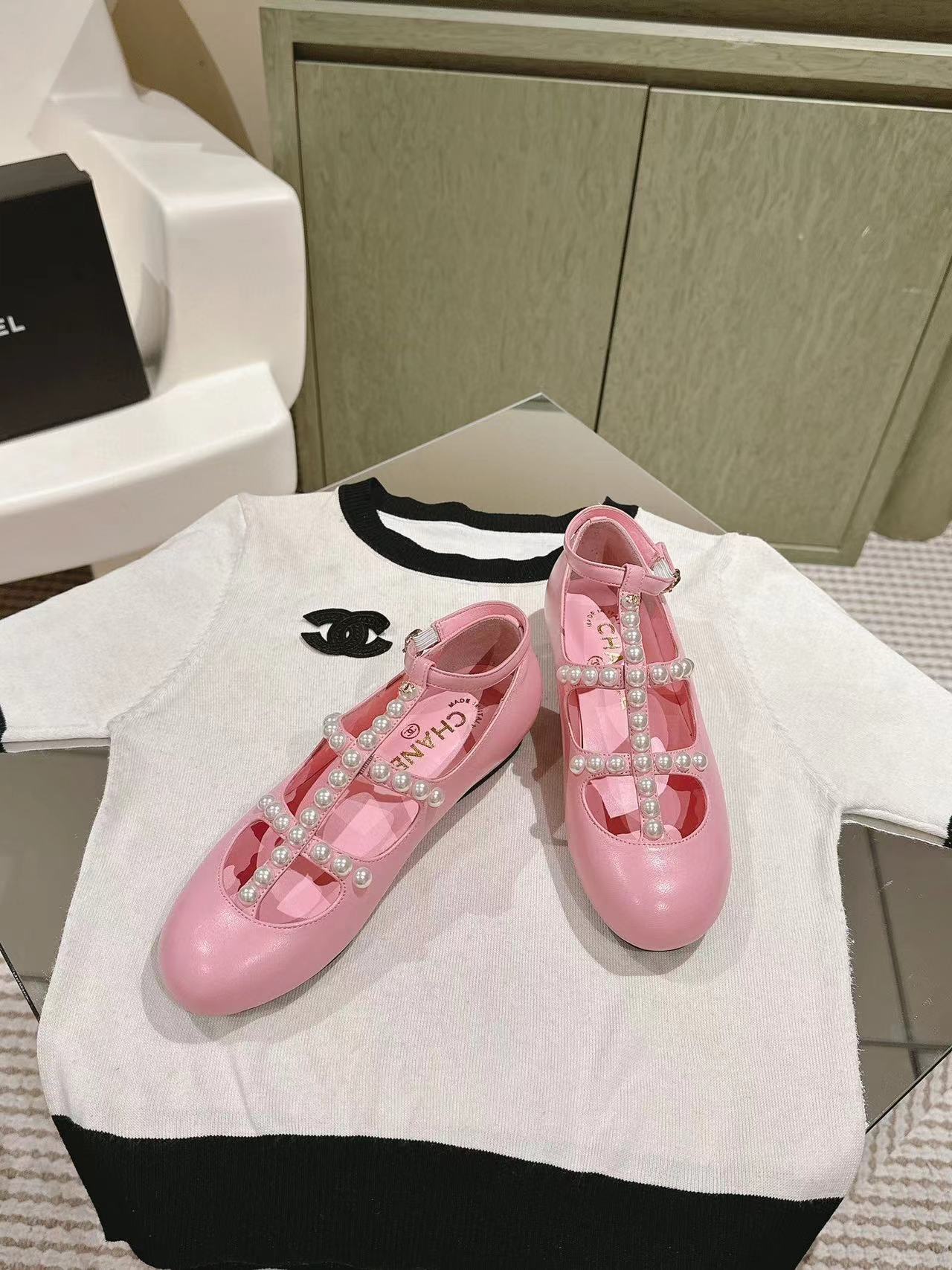 CHANE1 高品質パールフラットシューズ【50％割引+送料無料】