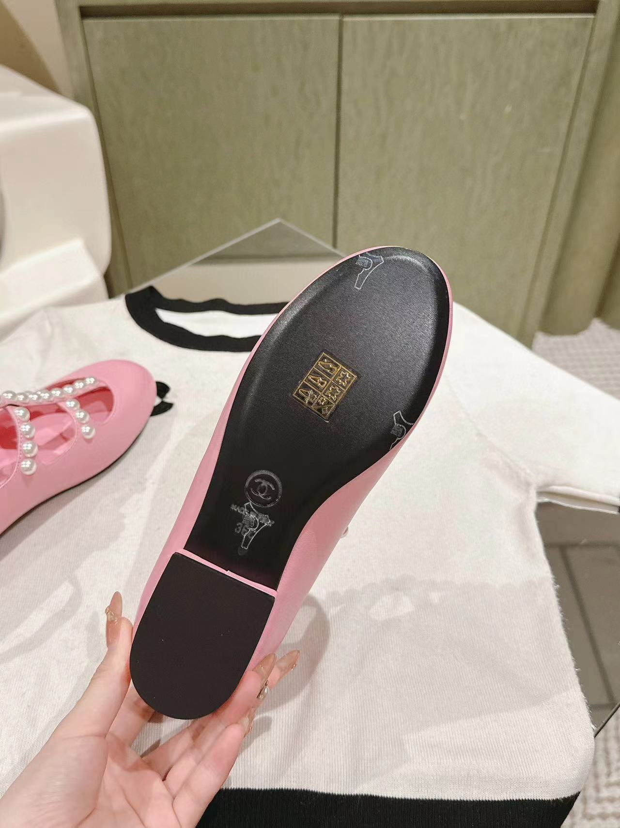 CHANE1 高品質パールフラットシューズ【50％割引+送料無料】