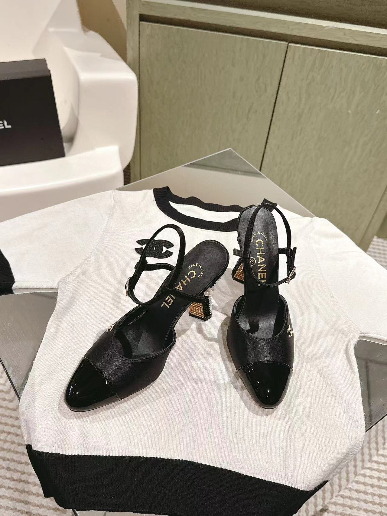 CHANE1 高品質ダイヤモンド散りばめパールヒール【50%割引+送料無料】