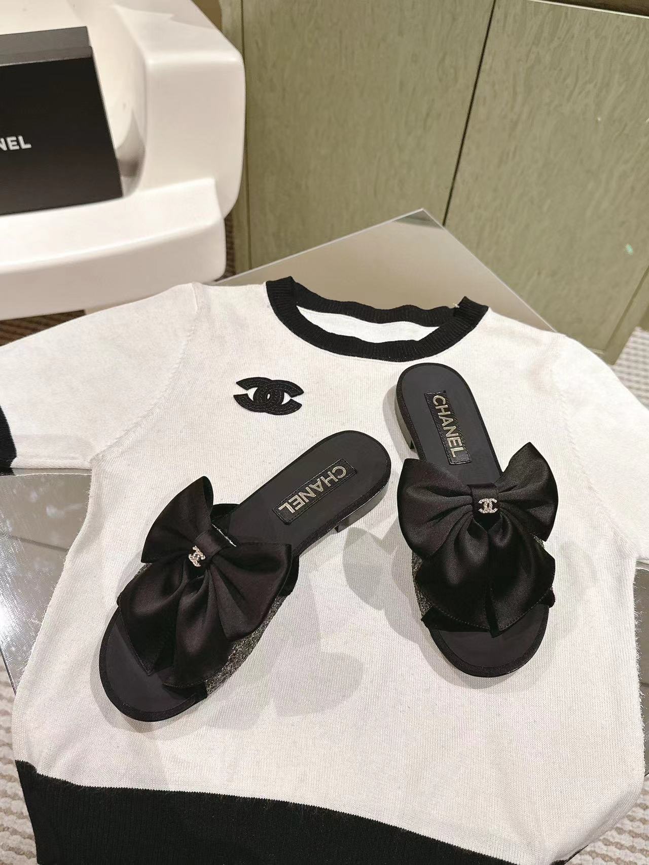 CHANE1 高品質ボウフラットシューズ【50%割引+送料無料】