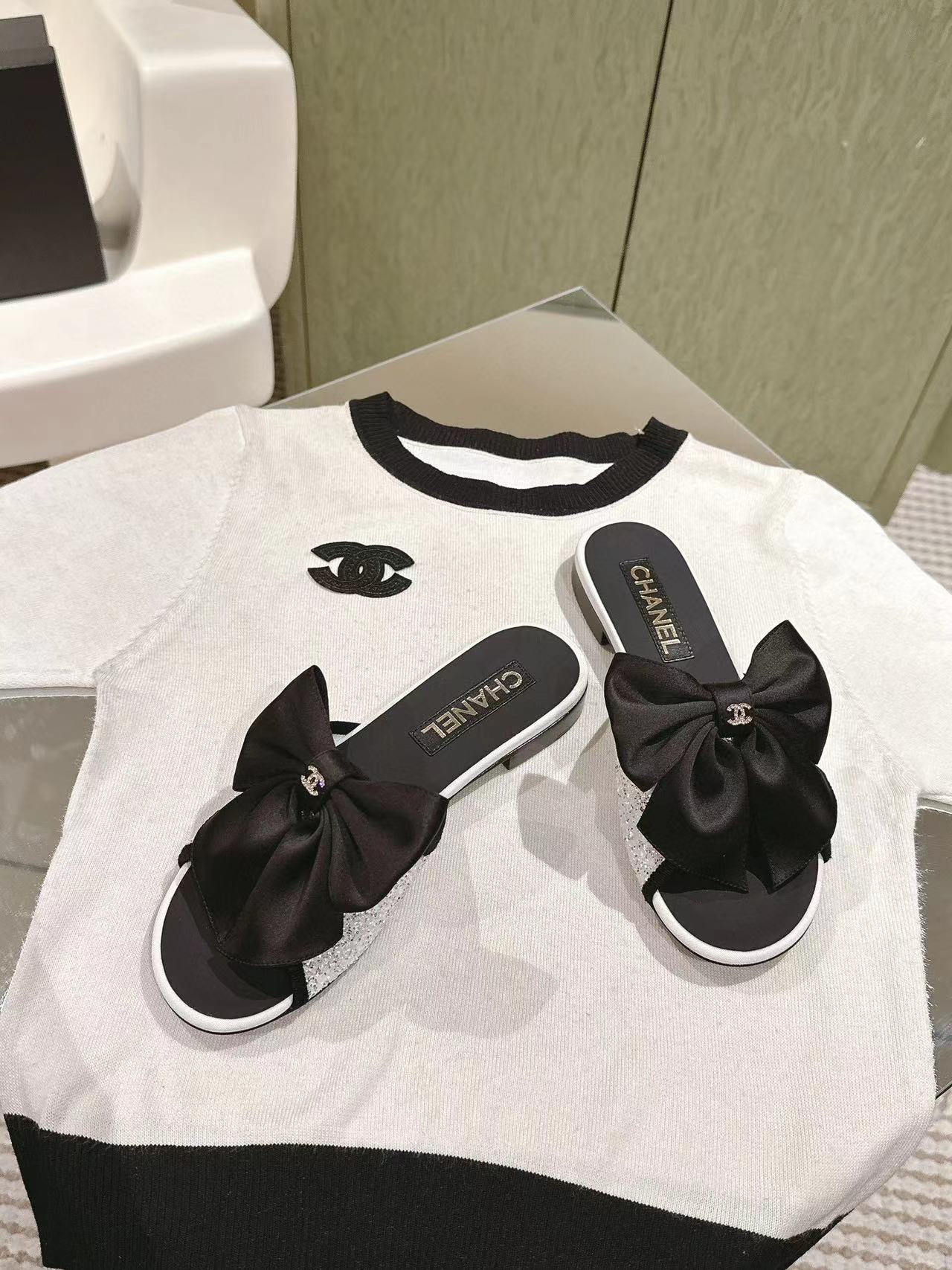 CHANE1 高品質ボウフラットシューズ【50%割引+送料無料】