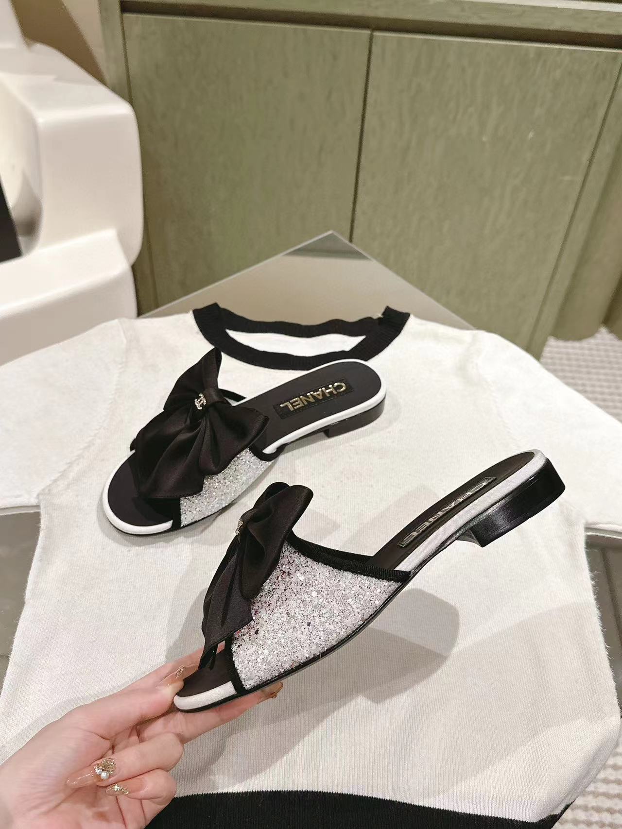 CHANE1 高品質ボウフラットシューズ【50%割引+送料無料】