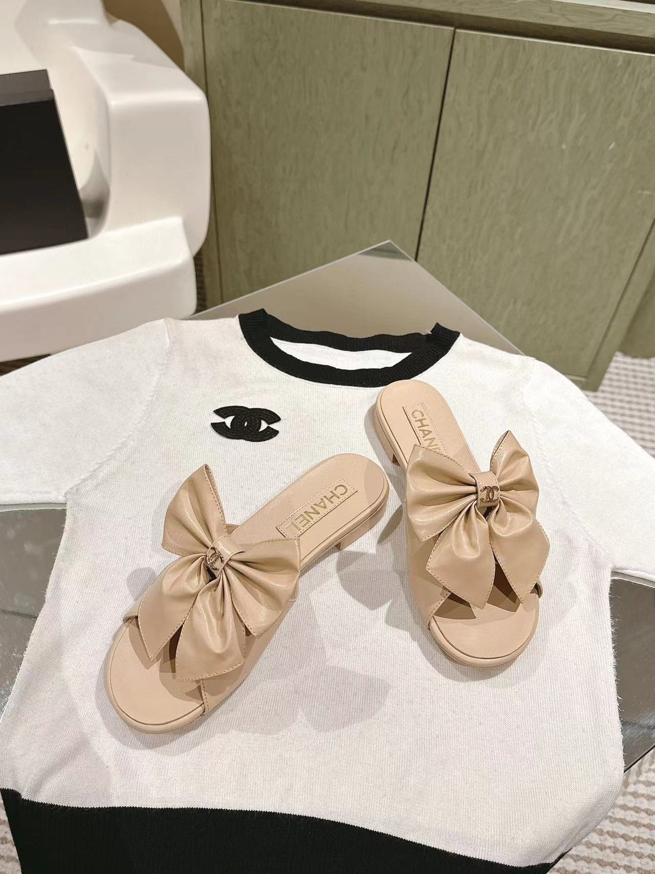 CHANE1 高品質ボウフラットシューズ【50%割引+送料無料】