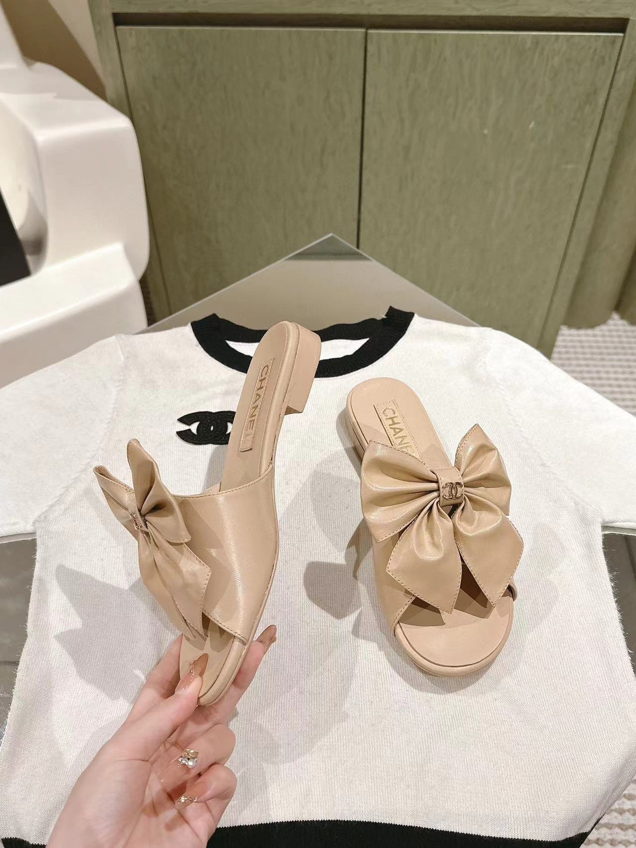 CHANE1 高品質ボウフラットシューズ【50%割引+送料無料】
