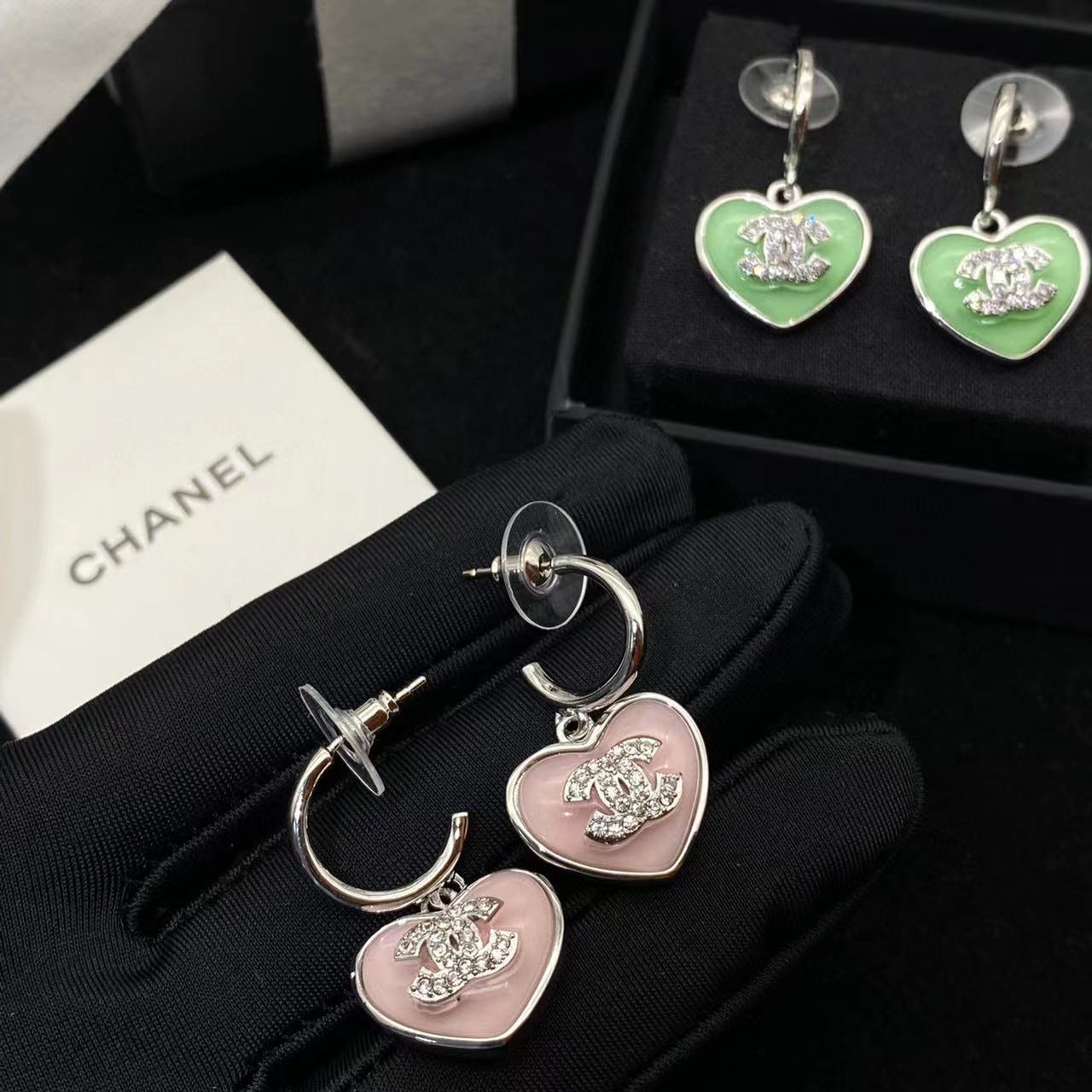 CHANE1 ダブルC ピーチハート ピアス【50%割引+送料無料】