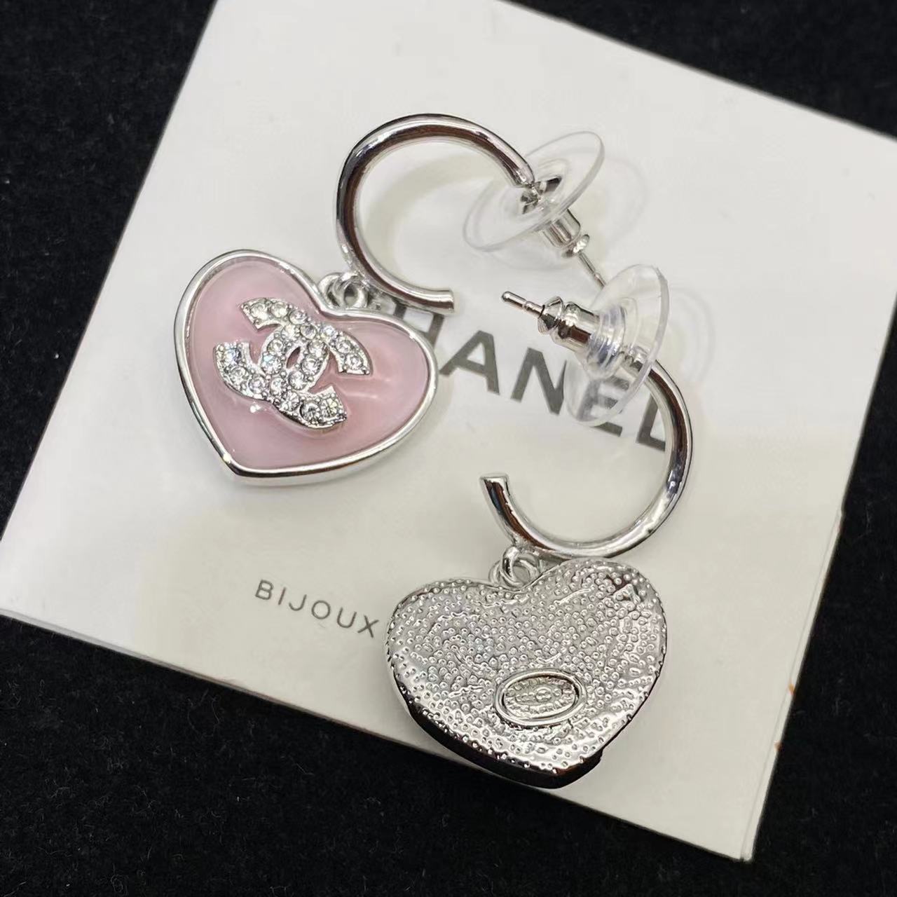 CHANE1 ダブルC ピーチハート ピアス【50%割引+送料無料】