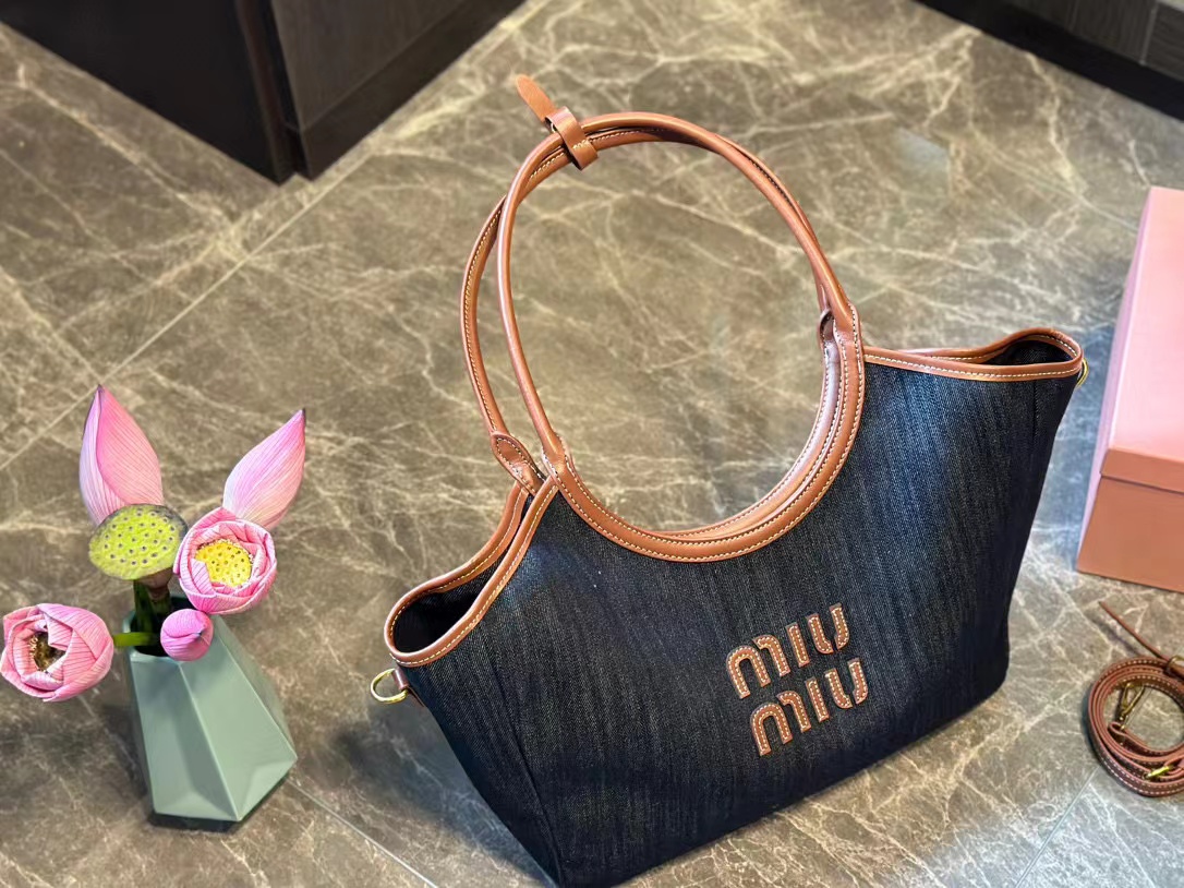 M1UM1Uデニムカラーマッチングショッピングバッグnnm【50％割引+送料無料】