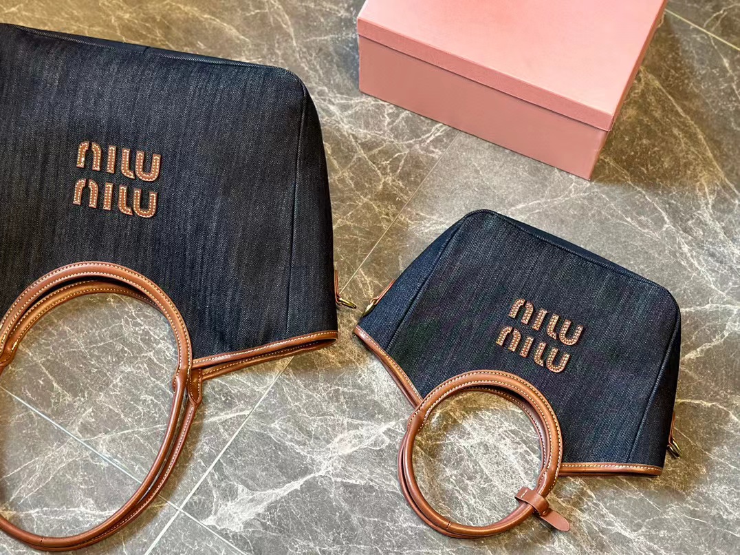 M1UM1Uデニムカラーマッチングショッピングバッグnnm【50％割引+送料無料】