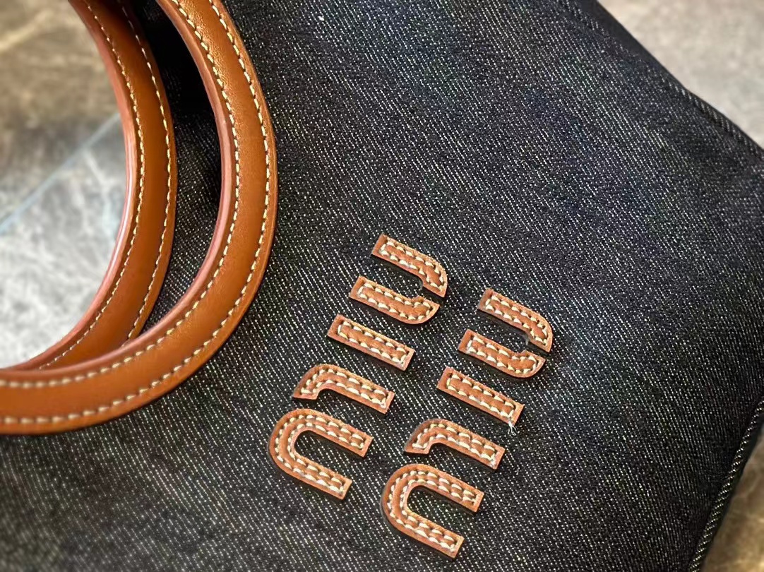 M1UM1Uデニムカラーマッチングショッピングバッグnnm【50％割引+送料無料】