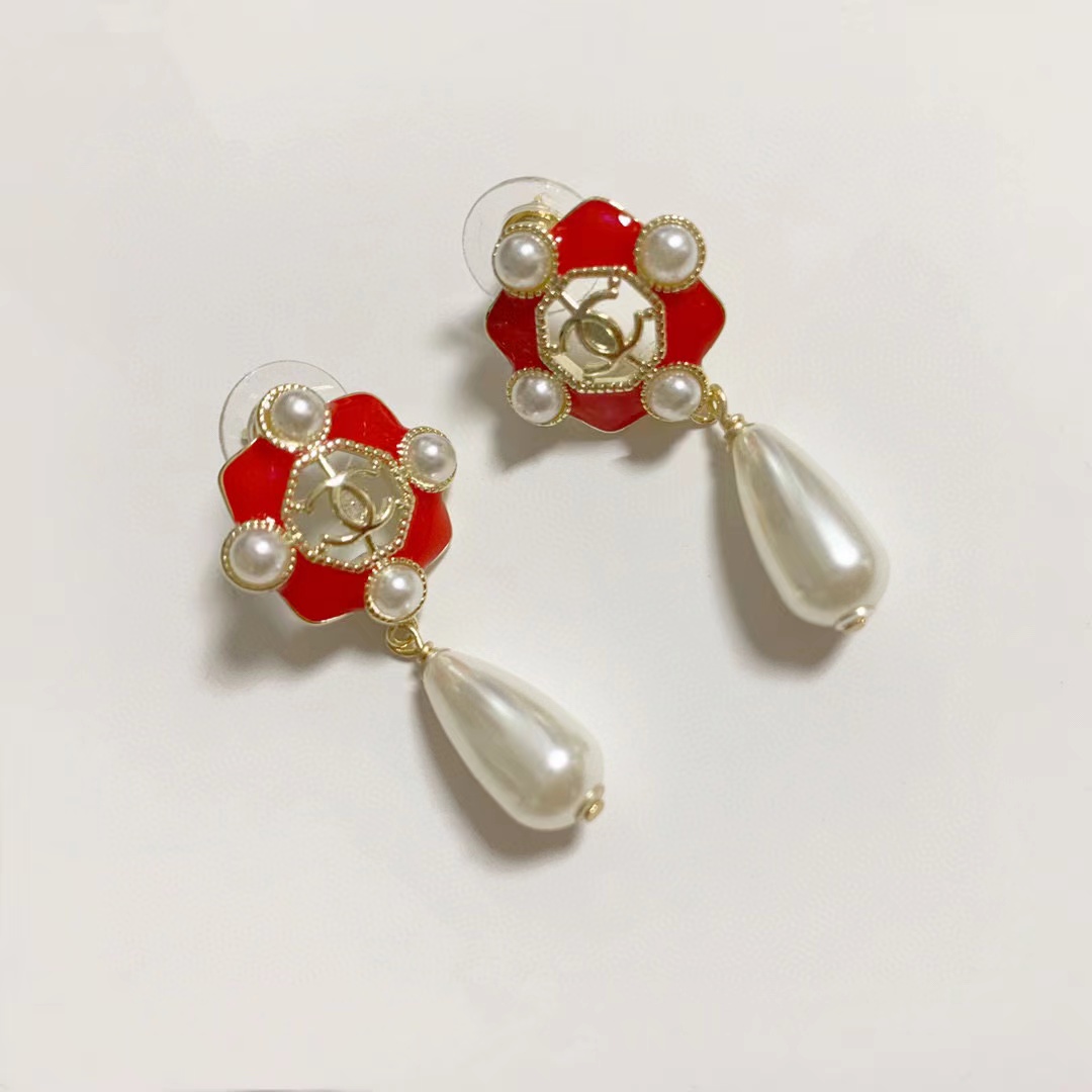 CHANE1 ダブルCパールイヤリング nnv【50％割引+送料無料】