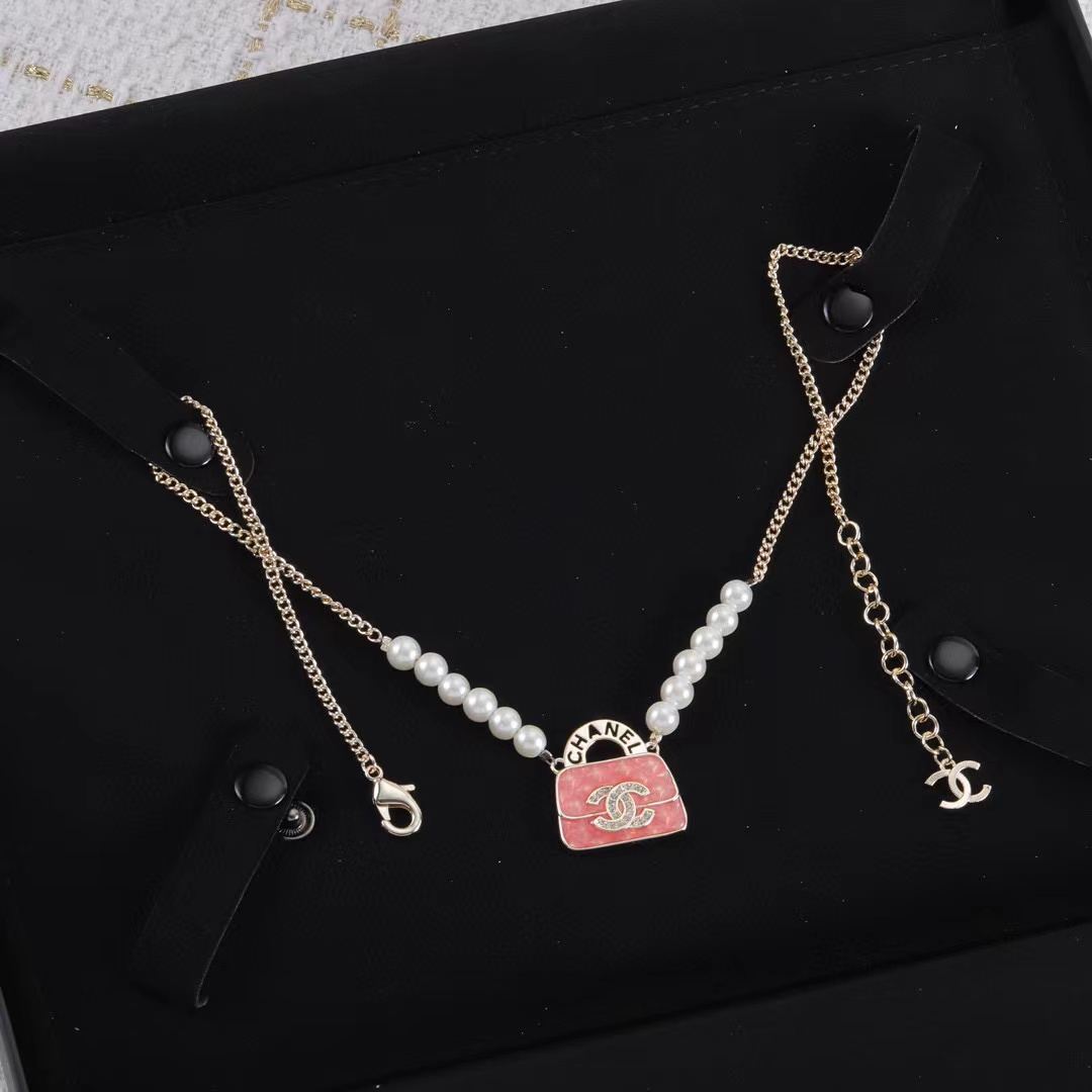 CHANE1 バッグ型パールネックレス【50％割引+送料無料】