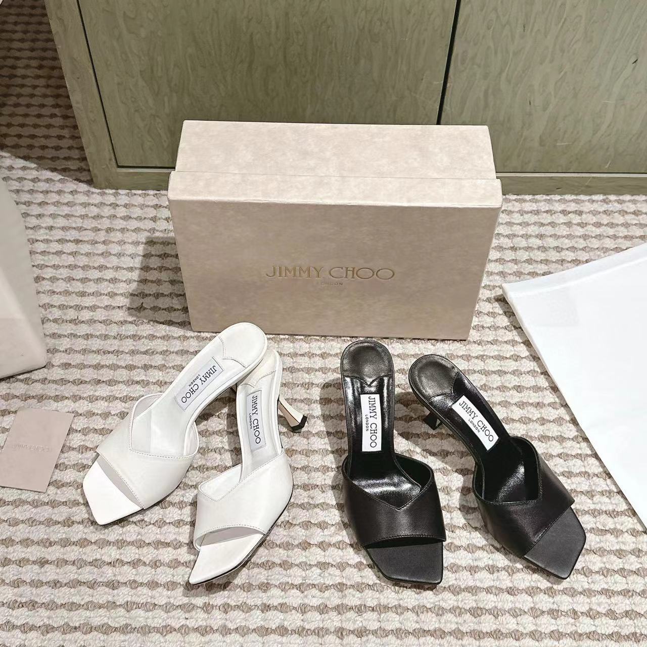 jimmy choo高品質のシンプルなハイヒールスリッパ【50％割引+送料無料】