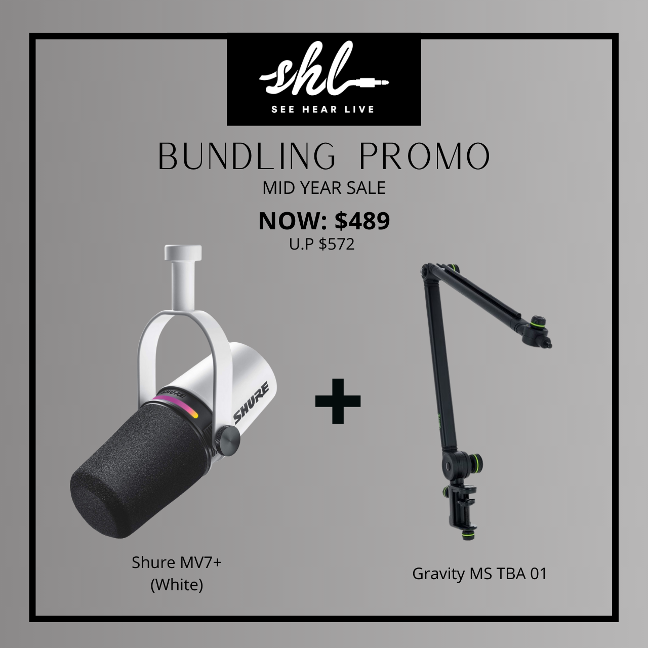 MV7+ Podcast Microphone with Gravity Microphone Arm Bundle