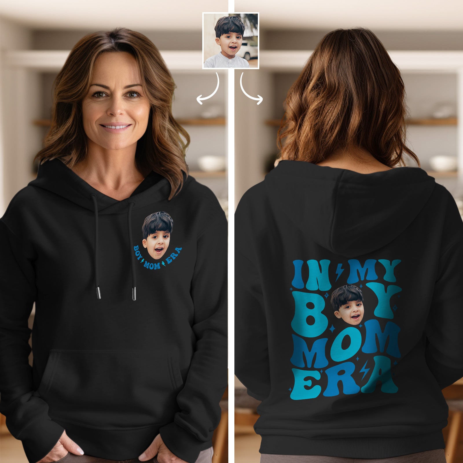 Custom Face In My Boy Mom Girl Mom Era Hoodie Personalized Photo Hoodie Mother's Day Gift - MyFacepajamasAU
