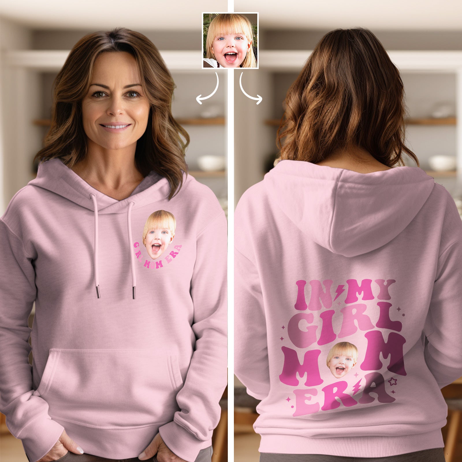 Custom Face In My Boy Mom Girl Mom Era Hoodie Personalized Photo Hoodie Mother's Day Gift - MyFacepajamasAU