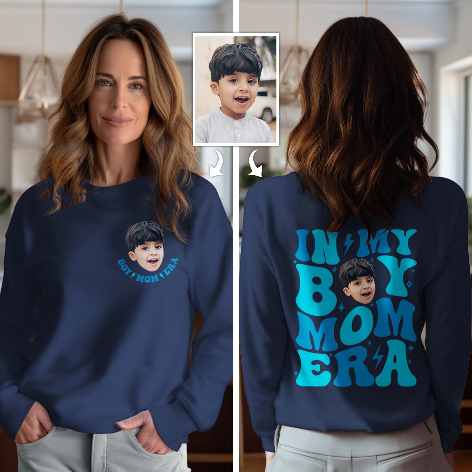 Custom Face In My Boy Mom Girl Mom Era Sweatshirt Personalized Photo Hoodie Mother's Day Gift - MyFacepajamasAU