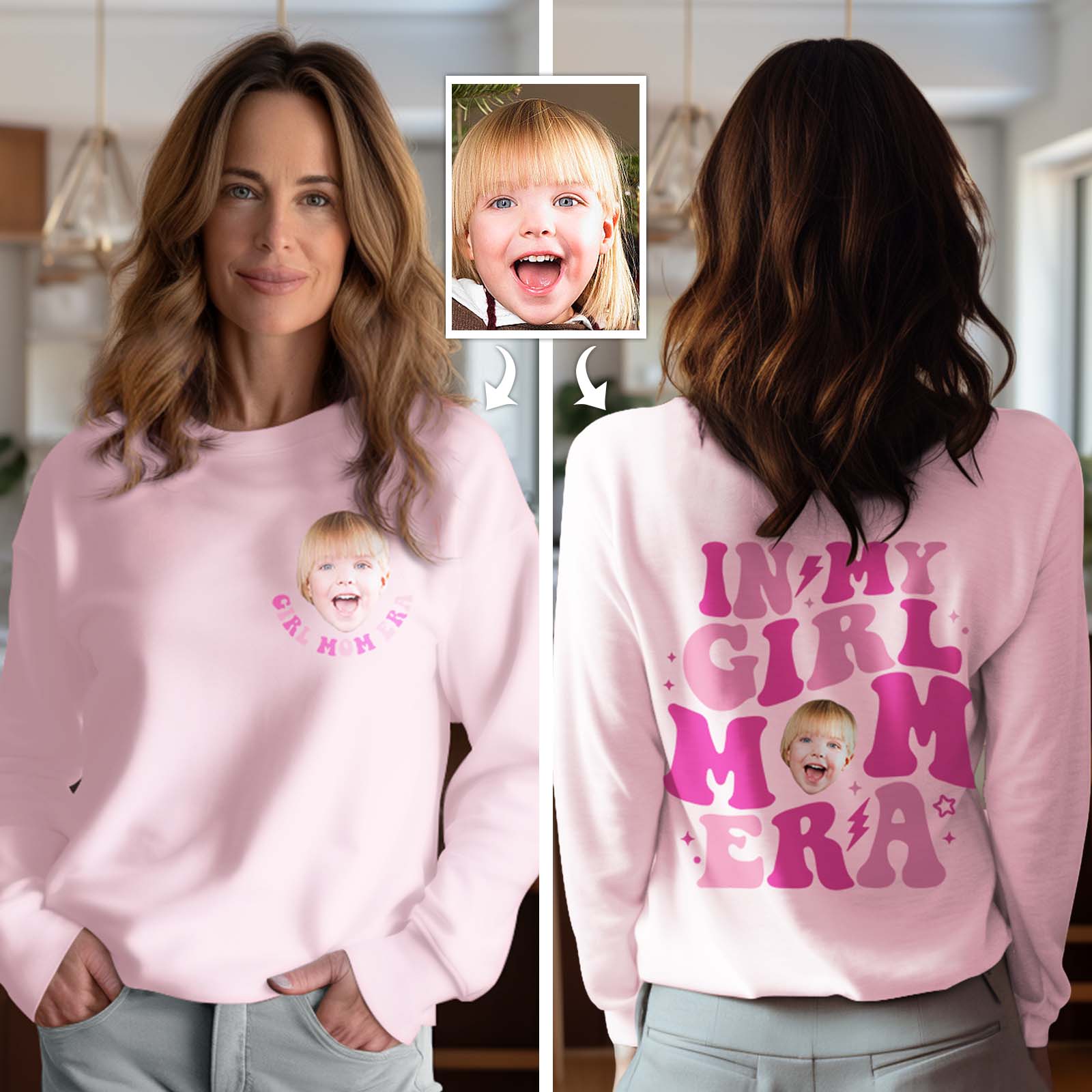 Custom Face In My Boy Mom Girl Mom Era Sweatshirt Personalized Photo Hoodie Mother's Day Gift - MyFacepajamasAU