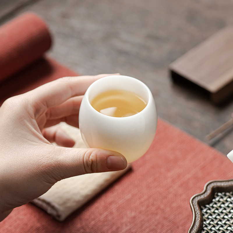 冰種羊脂玉品茗杯 白瓷主人杯