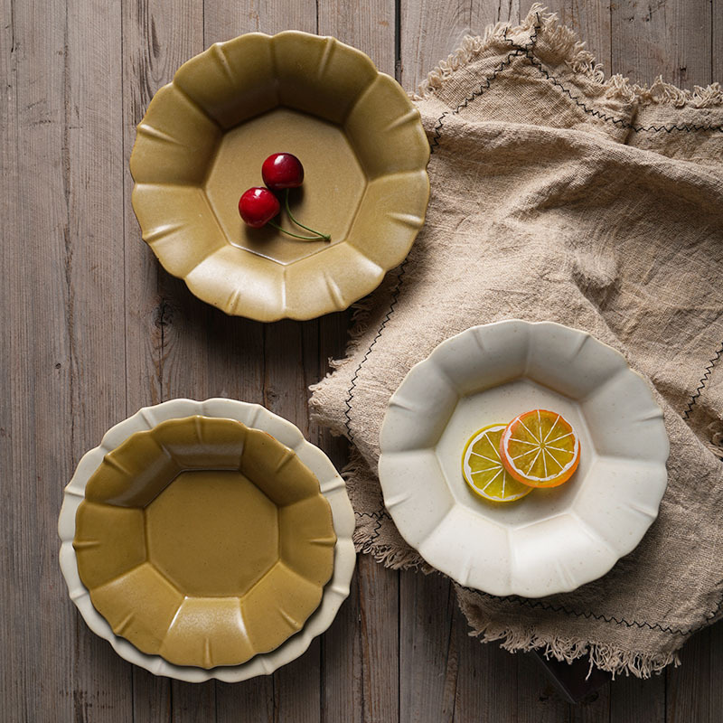 日式復古反口花邊盤子