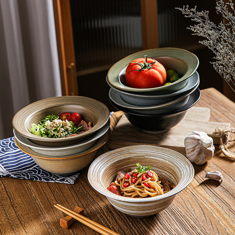 日式復古陶瓷草帽碗