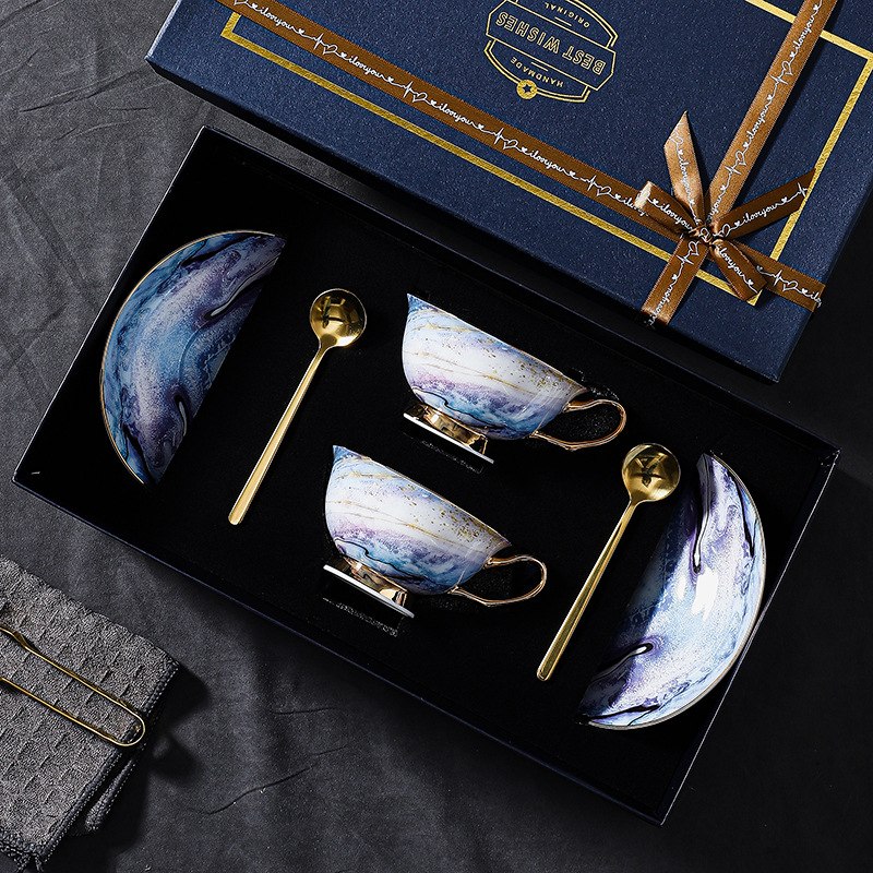 高級陶瓷復古下午茶杯禮盒咖啡杯套裝