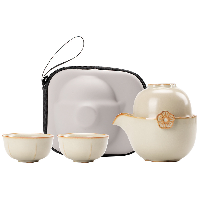 米黃桃花手抓壺米