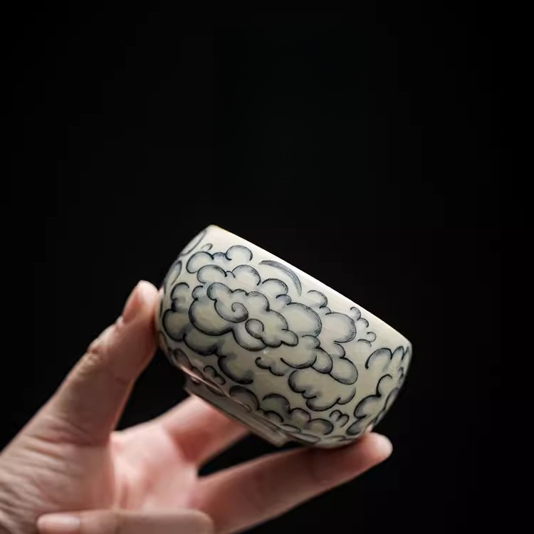 汝窯祥雲紋羅漢杯品茗杯