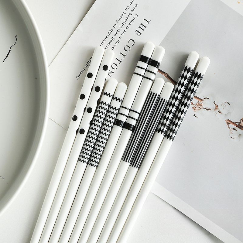 赫本風白色陶瓷筷子套裝5雙裝