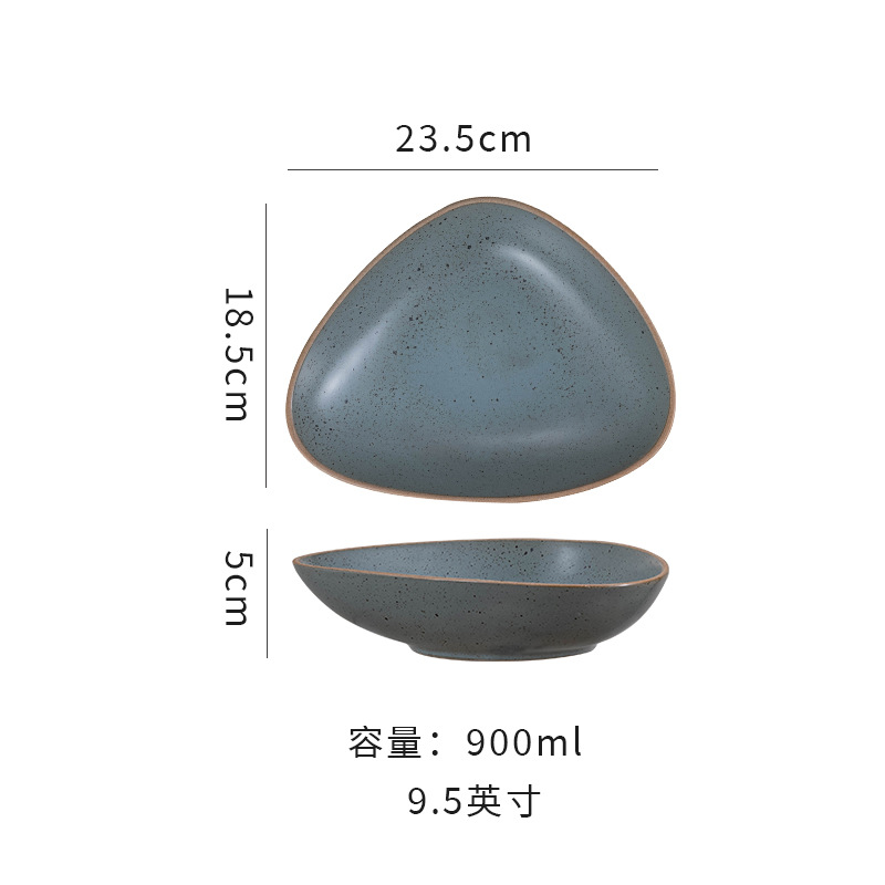 復古個性粗陶三角盤