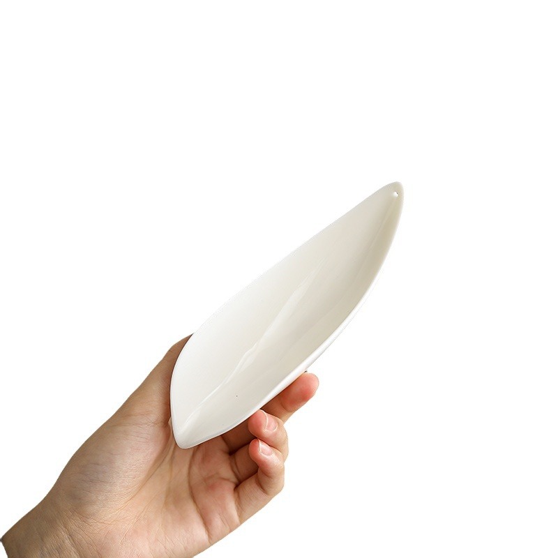 白瓷百搭茶則茶具配件素雅茶荷