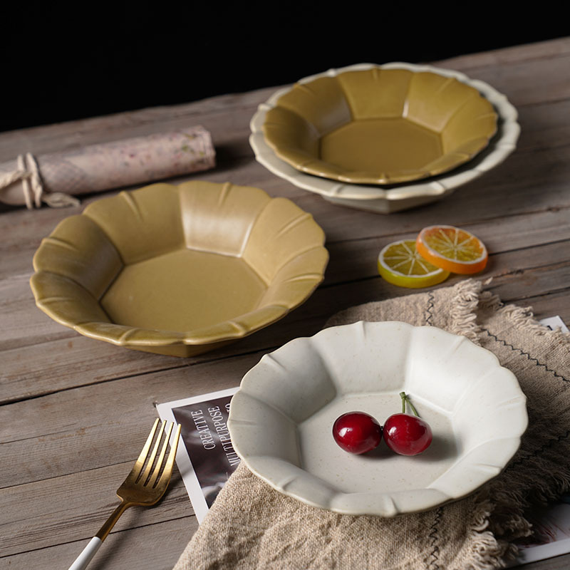 日式復古反口花邊盤子