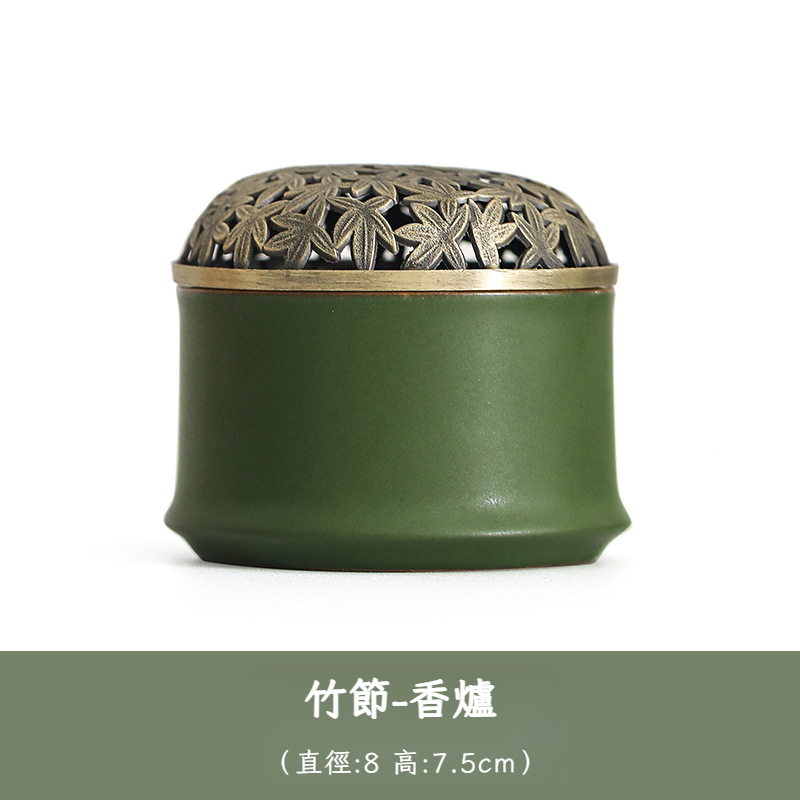 竹節陶瓷香爐創意茶道擺件禪意小香爐