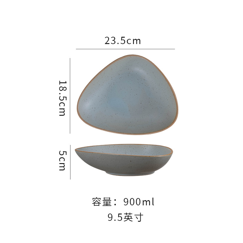 復古個性粗陶三角盤