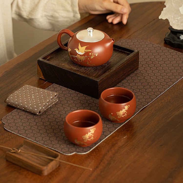 紫砂西施壺喜上眉梢高檔一壺兩杯茶壺禮盒裝