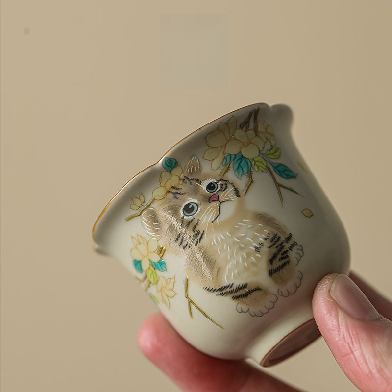 汝窯萌貓品茗杯