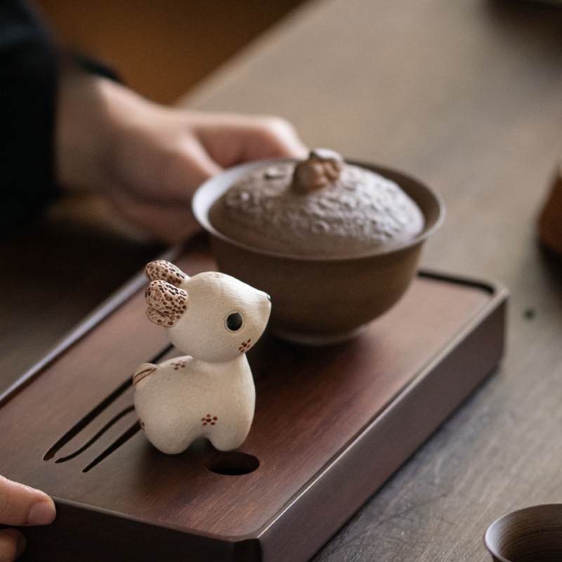 紫砂白段泥茶寵小擺件