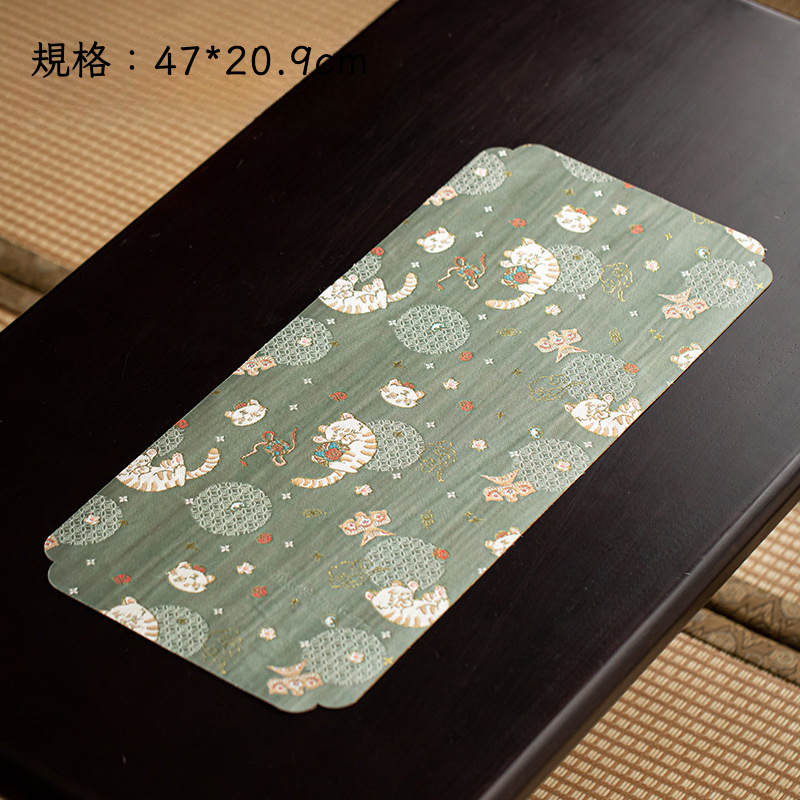 刺绣禅意茶席麻布防水茶盘垫