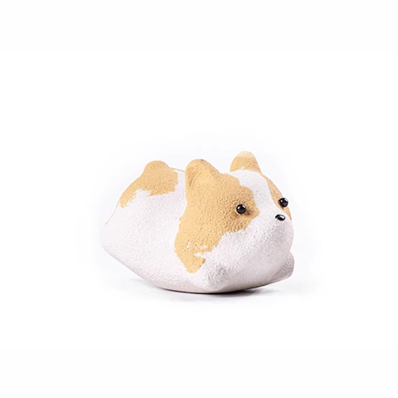 紫砂茶宠摆件 创意手工陶瓷可爱柯基茶玩盖置 