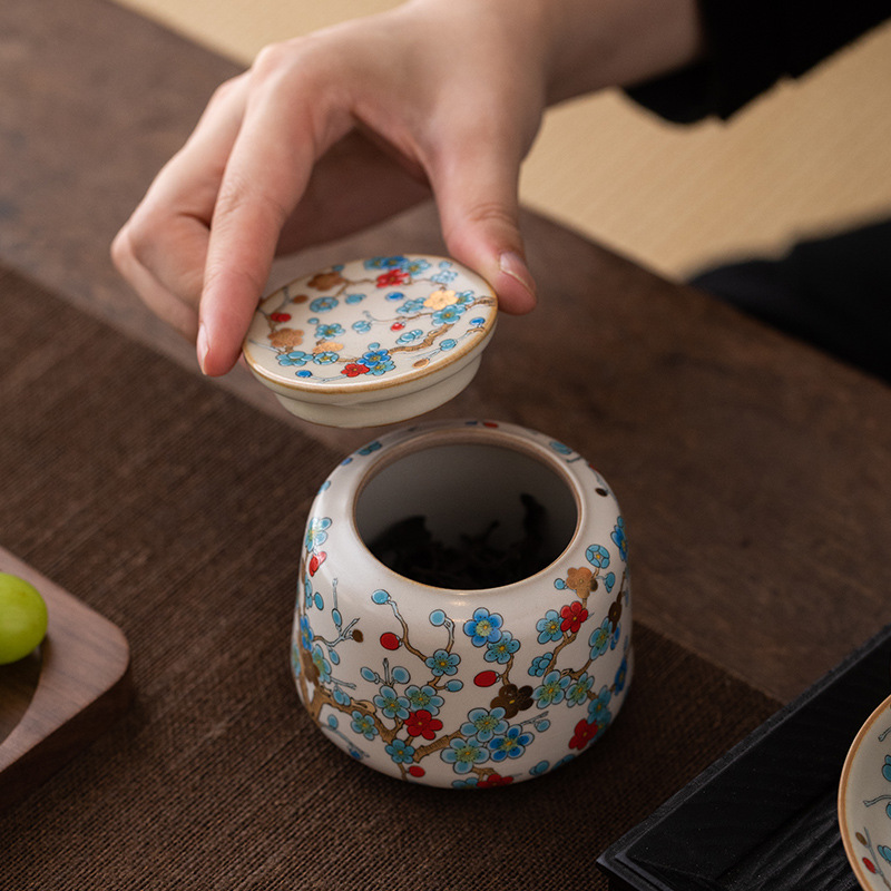 汝窯金梅茶葉罐