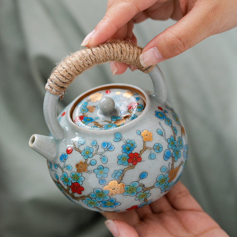 汝窯金梅提梁壺