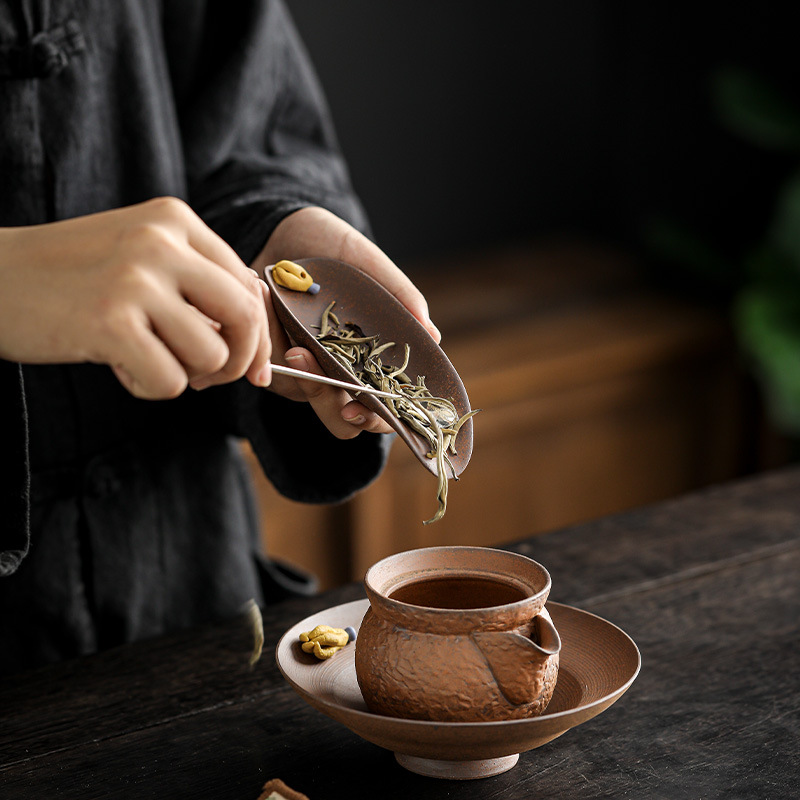 粗陶佛手茶則茶道配件