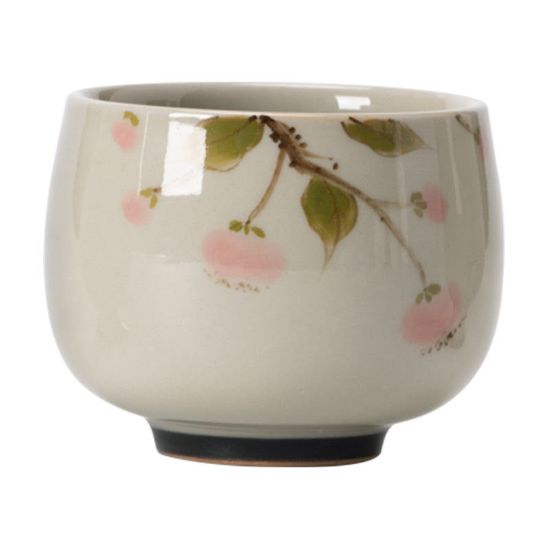 草木灰手繪石榴茶杯陶瓷品茗杯