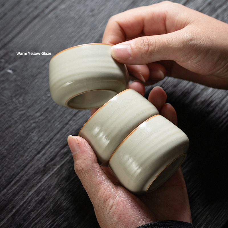 米黃汝窯品茗杯主人杯