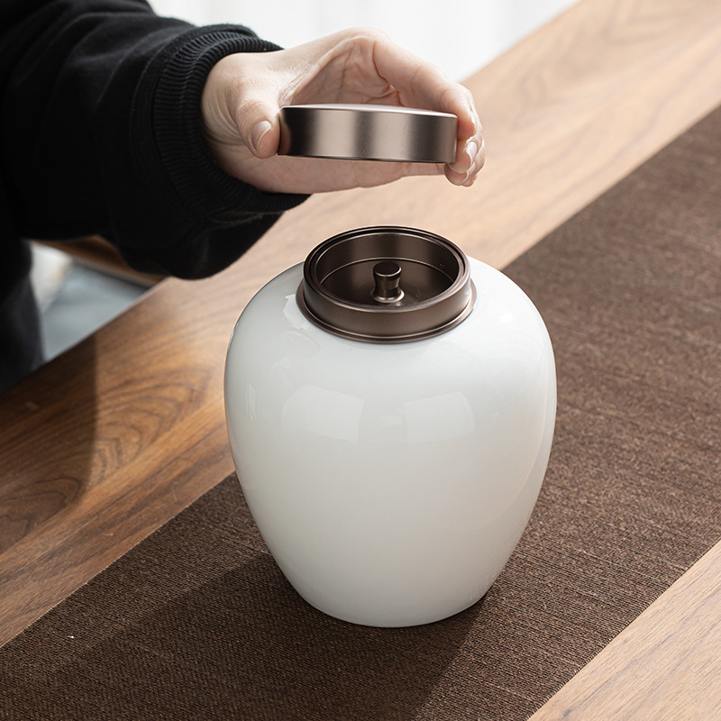 羊脂玉白瓷茶葉罐