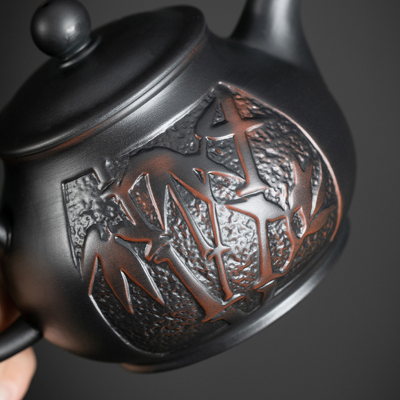 手工紫陶竹韻鳳鳴壺