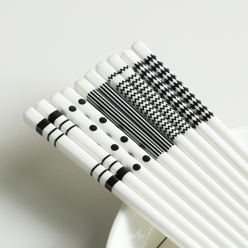 赫本風白色陶瓷筷子套裝5雙裝