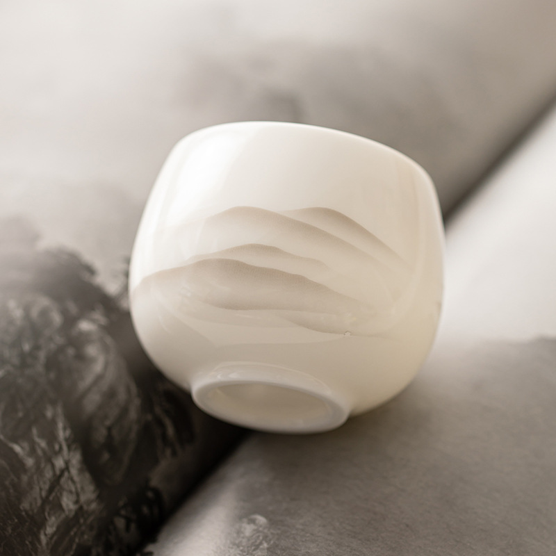 羊脂玉白瓷主人杯品茗杯